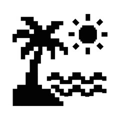 Fototapeta premium PNG Pixelated tropical beach icon