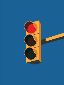 Traffic light with a red signal displayed against a solid blue background a vector illustration trafficlight semaphore streetlight road street