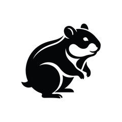 Fototapeta premium Minimalist Black and White Hamster Mascot Vector Icon Design