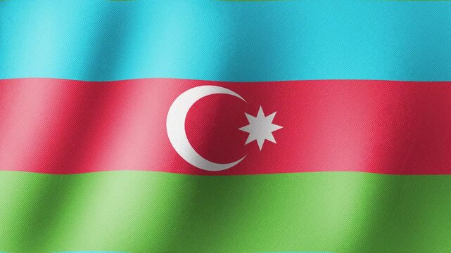 Azerbaijan flag waving, close-up of Azerbaijan national flag, animated flag 4k video background