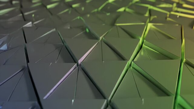 Abstract Geometric Triangle Pattern with Vibrant Neon Lighting - This abstract video features a dynamic geometric pattern formed by interlocking triangles with striking, vibrant lighting.