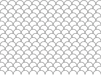 Seamless fish scale wave geometric pattern line art minimal vector background © TANHAR
