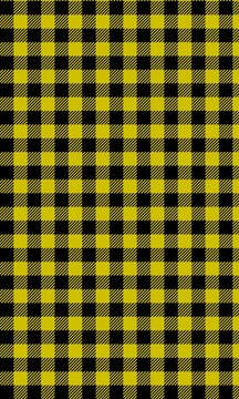 Vibrant yellow and black checkered plaid pattern featuring a geometric seamless textile design for modern fashion or stylish graphic backgrounds