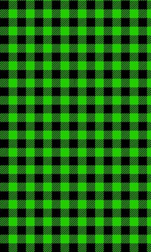 Bright neon green and black checkered gingham pattern featuring a classic repeating square texture design for modern graphic background use