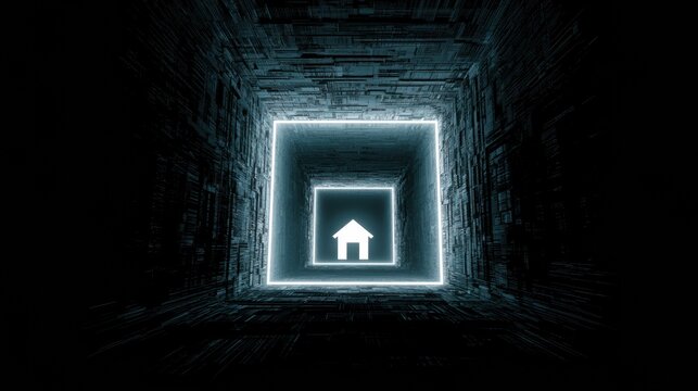 Light tube carries home data through a dark tunnel, representing a secure connection in a hostile digital environment.
