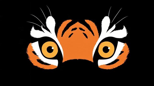 Stylized tiger eyes blinking on black background