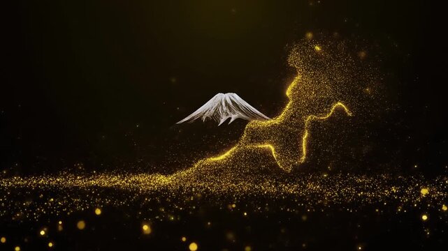 金粉粒子で現れる富士山 コピースペース背景動画