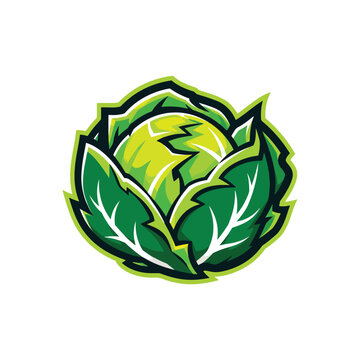Bold Green Cabbage Vector with Sharp Modern Mascot Design