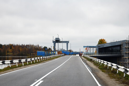 Dam of White sea-Baltic canal in Belomorsk, Karelia, Russia