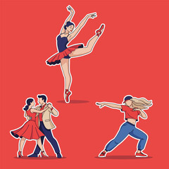 Ballet, classic, and hip hop dance style, vector illustration design © Isha