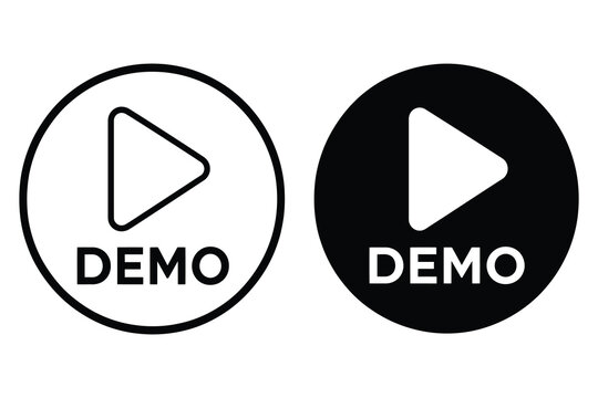 Player play button demo icons in solid and outline style with interface, multimedia