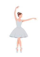 Elegant Ballerina in Tutu Posing Gracefully in Studio on White Background Vector Illustration © Isha