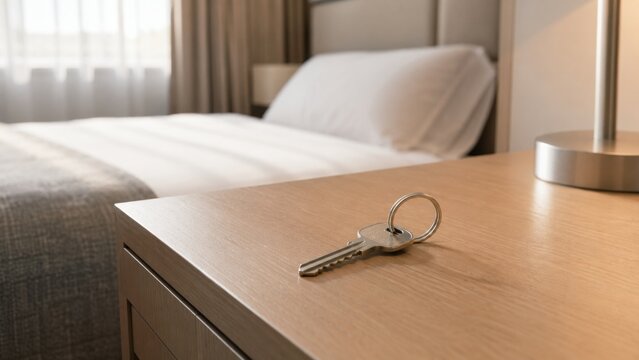 House Key Left on Hotel Bedside Table