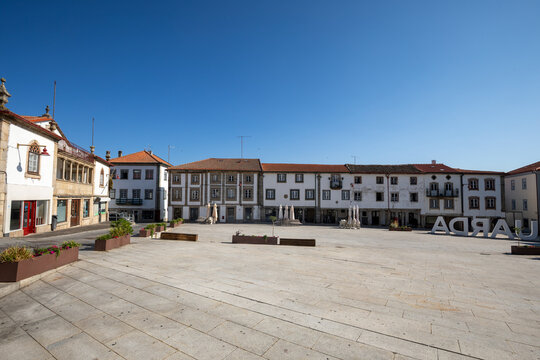 Luis de Camoes Square in Guarda, Portugal, with its historic buildings