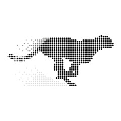 Obraz premium Cheetah silhouette made of dots running fast.