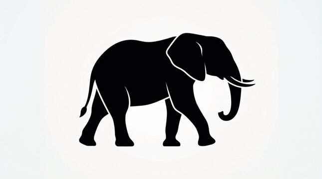 Vectors Minimalist elephant silhouette vector, black african elephant walking profile, majestic wild animal icon for safari branding and conservation logos isolated PNG with Transparent