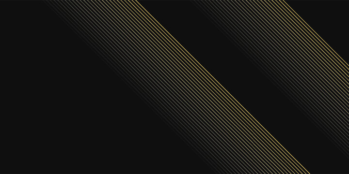 Abstract luxury dark black background with golden diagonal lines pattern design for banner, presentation, cover, and premium layout concept