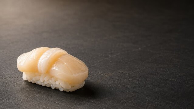 Hotate Scallop Nigiri Sushi with Right Copy Space