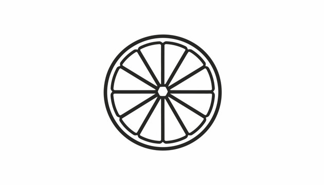 Simple black bicycle wheel graphic.