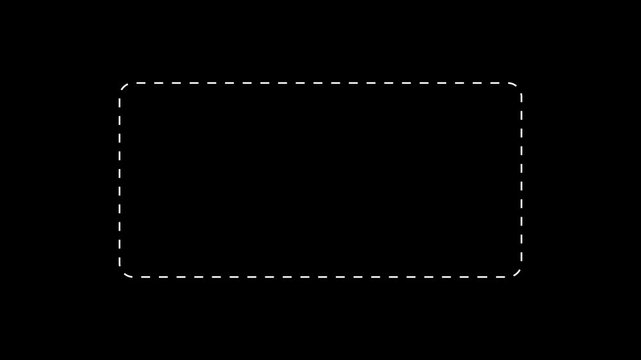 Dotted line rectangle frame animation on white background. Animation of a dotted line path from left to right point. border frame dotted line animation isolated.4k Animation video.