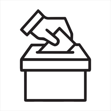  Voting box ballot line icon vector