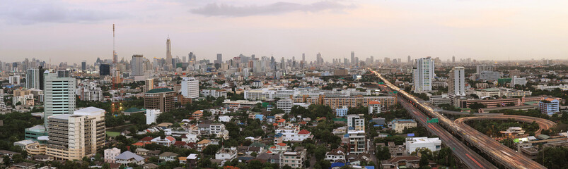 Fototapeta premium High-Angle Cityscape Showing Modern High-Rises and Residential Density