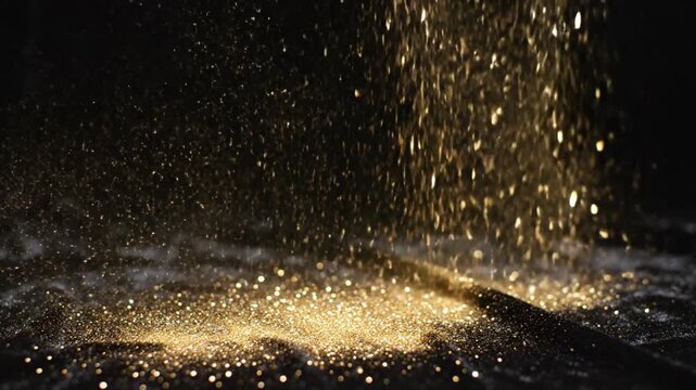 Golden particles falling motion abstract background sparkle shine