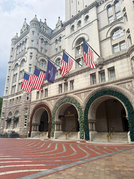 Washinton DC, USA; 26h June 2026: The famous Waldorf Astoria hotel in downtown Washington DC used to be the historic Post Office building built in 1899.