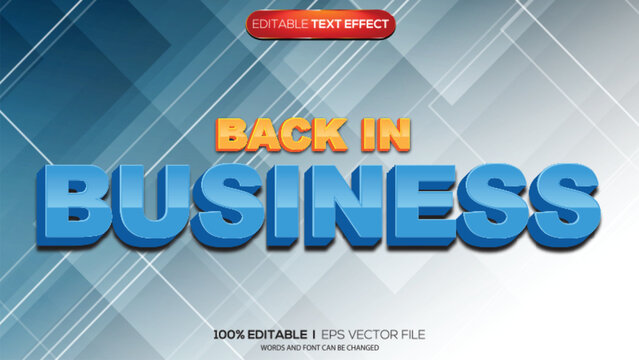 3d text effect back in business theme