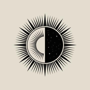 Black and white sun moon symbol.