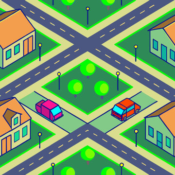 pattern, houses, roofs, streets, architecture, vector, graphics, lines, intersections, structure, view, seamless pattern, print, wallpaper, textured ornament, symmetry, geometry, city