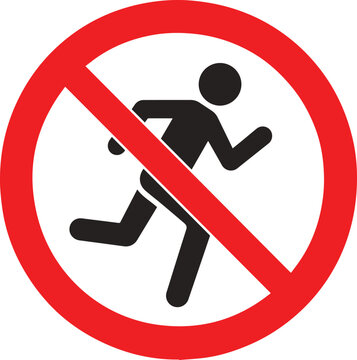 Prohibition sign with running figure red circle and slash vector icon