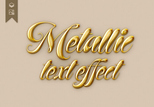 Luxury Metallic Gold Text Effect Template with Elegant Script Style