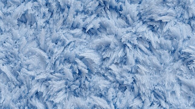 Macro top-down view of intricate blue frost crystals forming a textured icy surface