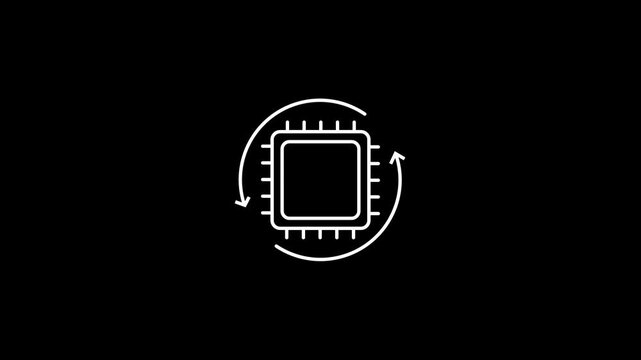 Processor icon Vector logo sign.Thin line illustration Integrated circuit. Computer, phone processor.