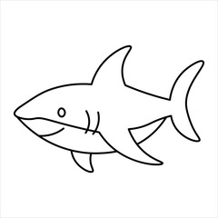 Fototapeta premium Simple cartoon illustration of a friendly shark, isolated on a white background.