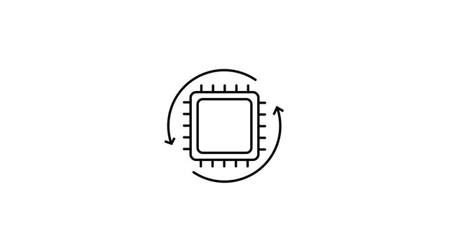 Processor icon Vector logo sign.Thin line illustration Integrated circuit. Computer, phone processor.