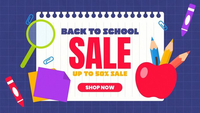 School Crayon Paper Note Discount Offer Title