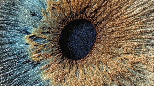Macro texture of a human iris with blue and brown patterns