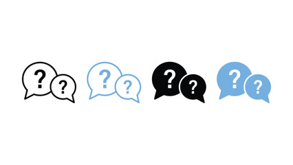 Fototapeta premium Four speech bubbles with question marks icon