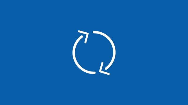 Minimalist rotating refresh animation on blue background, for ui ux, and digital interfaces, reload rotate