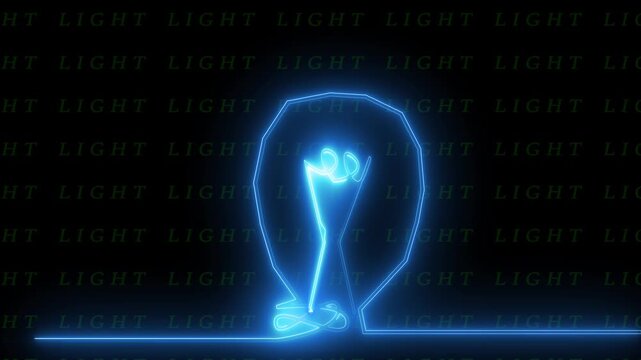 Light bulb indicators illuminate dark command displays with intense blue neon. Modern electrical engineering guides incorporate this clean interactive icon. Banners flash.