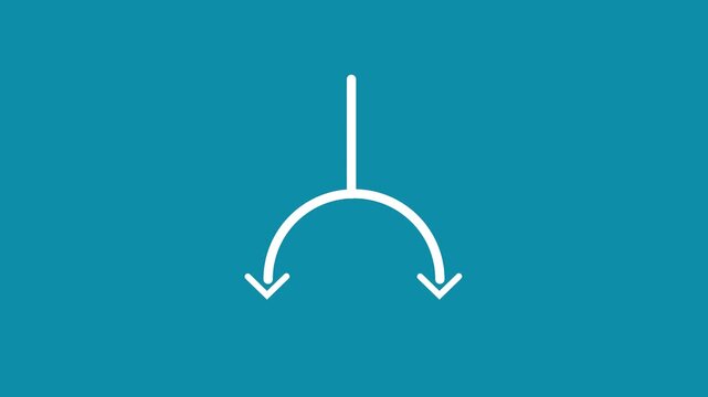 Minimalist split path arrow animation, concept of choice and decision making on blue background direction