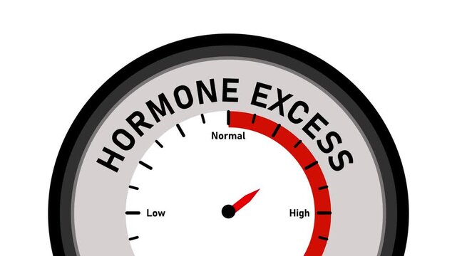 Hormone excess gauge meter animation showing levels and medical imbalance