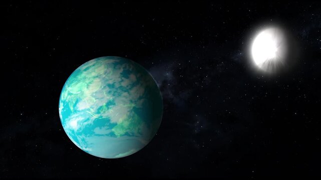 Alien planet vectors trace dense atmospheric gas clouds past stellar light fields. Sci-fi television production transition sets look sharp using this asset. Spheres spin.