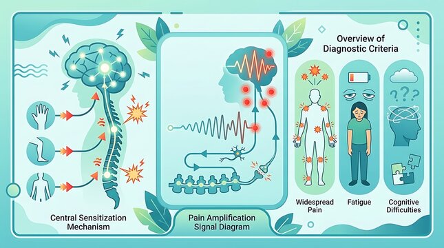 Medical diagram showing chronic pain and central sensitization