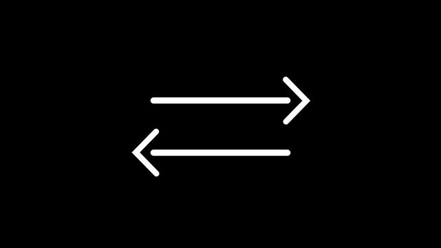 Minimalist white arrows animation, opposite directional symbols for ui and navigation