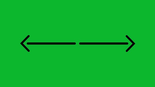 Minimalist double-headed arrow animation on green screen for easy chroma key compositing bidirectional