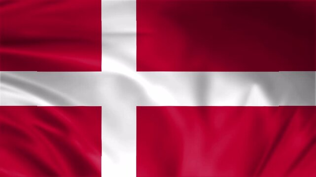 denmark flag waving in the win full screen 3d animation loop seamless animation. good for background waiting screen