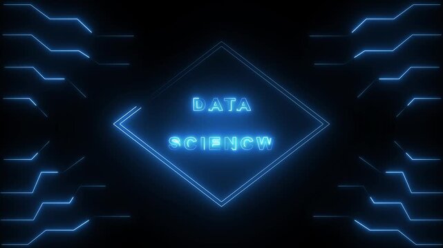 Data science text layouts display advanced machine algorithms inside a diamond. Information technology training modules gain an exceptional graphic icon. Banners glow.